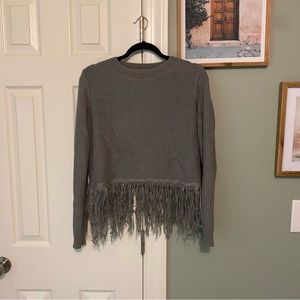 Grey Fringe Sweater | Size M